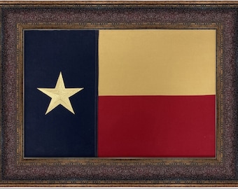 Framed Texas Flag | Real Cotton Cloth Embroidered Flag | Hand Stretched | Made in USA