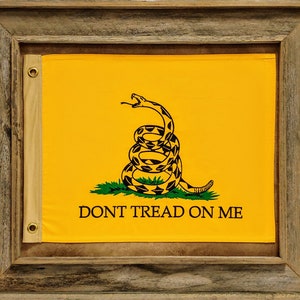 Don&#39;t Tread On Me Flag - Antique and Historic Art- Framed Cotton Cloth Embroidered Flag