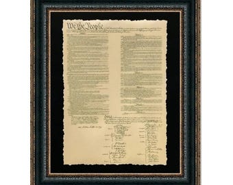USA Constitution | Custom Framed Historic Document on Archival Paper | 25L X 21W Inches