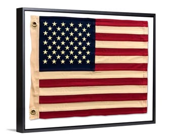 Large Framed American Flag Wall Art – Patriotic USA Display, Black Frame