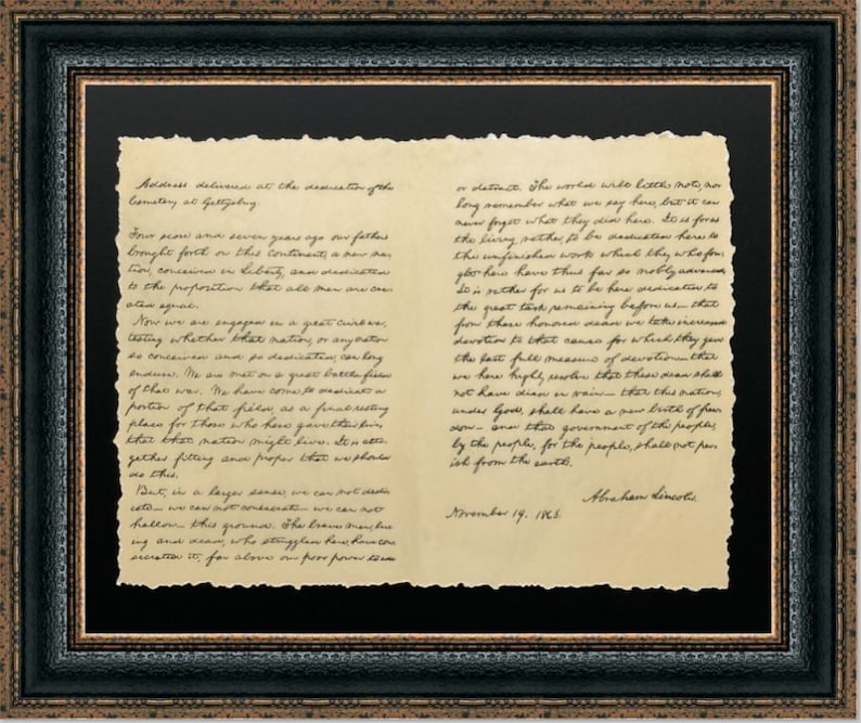 Gettysburg Address  Custom Framed Historic Document on image 1