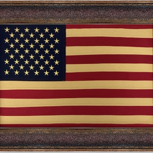 Framed American Flag | Real Cotton Cloth Embroidered Flag | Hand Stretched | Made in USA