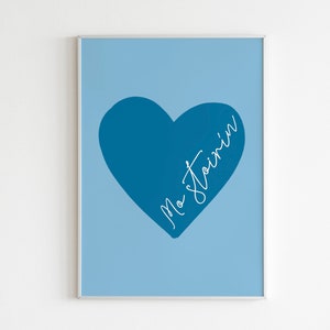 DRUK CYFROWY Mo Stoirín - My Little Darling Love Heart Blue Irish Language Wall Art Decor Kochający cytat Prezent dla dzieci/pokoju dziecięcego