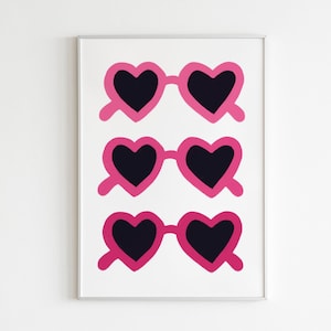 DIGITAL PRINT Pink Heart Sunglasses Illustration Print / Gallery Wall Art / Cute Love / Nursery / Kids Room