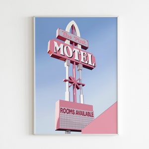 DIGITAL PRINT Aesthetic Motel Illustration Art Print /  Drawing American Pink Blue