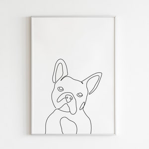 DIGITAL PRINT French Bulldog Minimal Print One Line Drawing Animal Wall Art/Decor Minimalistic Black & White Dog