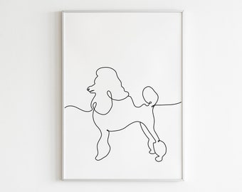 DIGITAL PRINT Poodle Minimal Print One Line Drawing Animal Wall Art/Decor Minimalistic Black & White Pet Dog