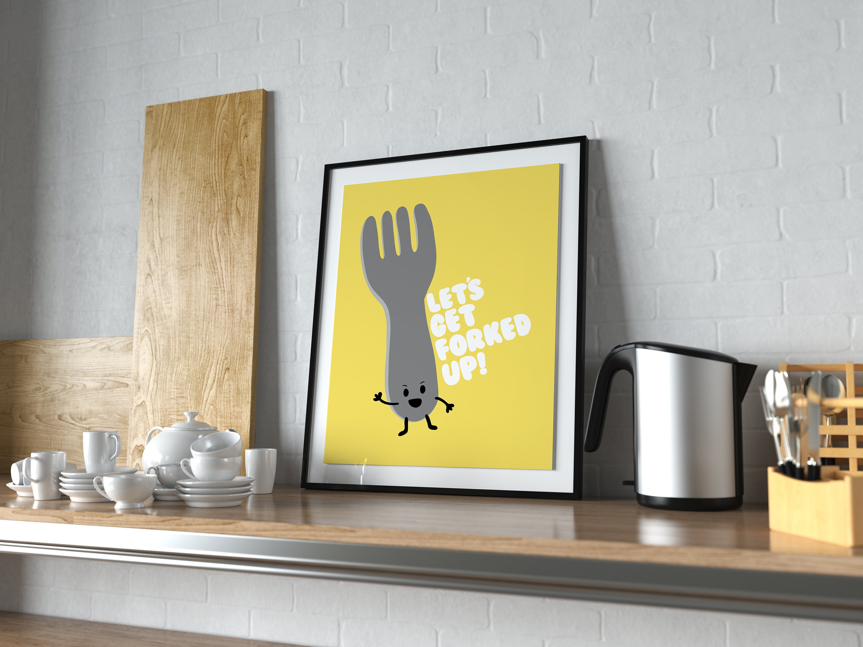 Let's Get Forked up Fork Illustration Kitchen Print / Etsy