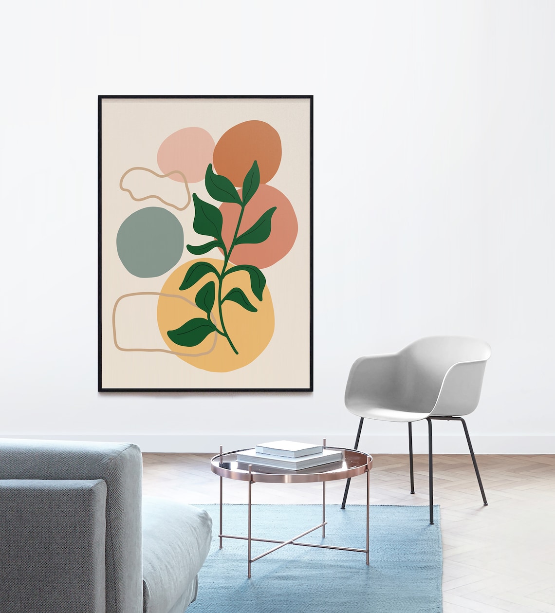 Boho Abstract Art Print Bohemian Gallery Wall Illustration Etsy