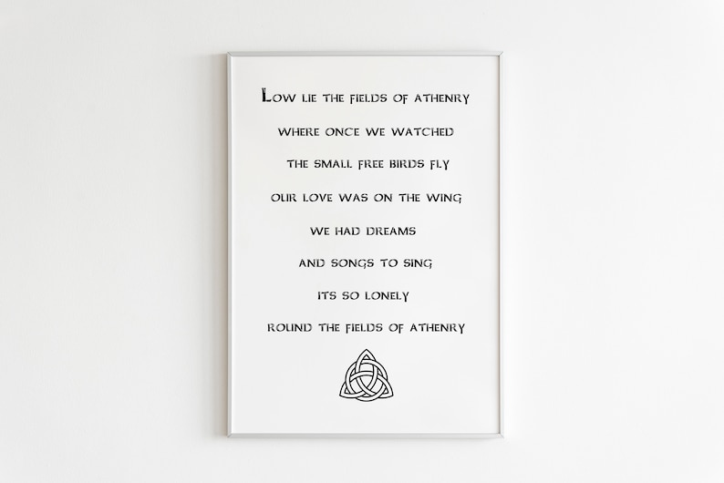 The Dubliners The Fields Of Athenry Lyrics Fields of Athenry the Dubliners Lyrics Print Wall Decor - Etsy