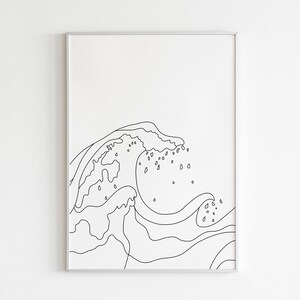 DIGITAL PRINT Waves Japanese Home Print Wall Decor Wave Water Sea Gallery Wall  Bathroom / Living Room Illustration Drawing
