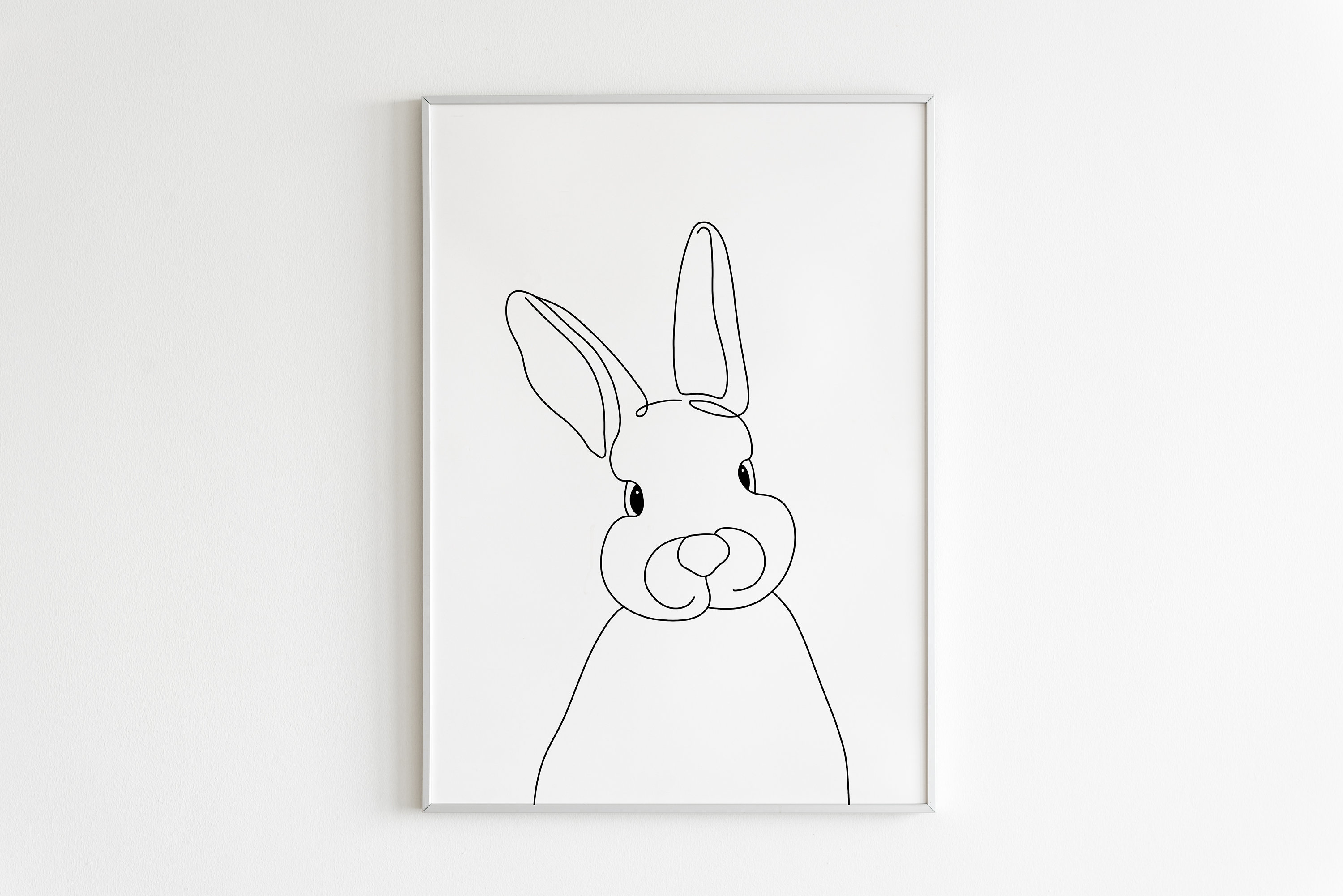 DIGITAL PRINT Rabbit Minimal Print One Line Drawing Animal Wall Art/Decor Minimalistic Black & White Pet Bunny