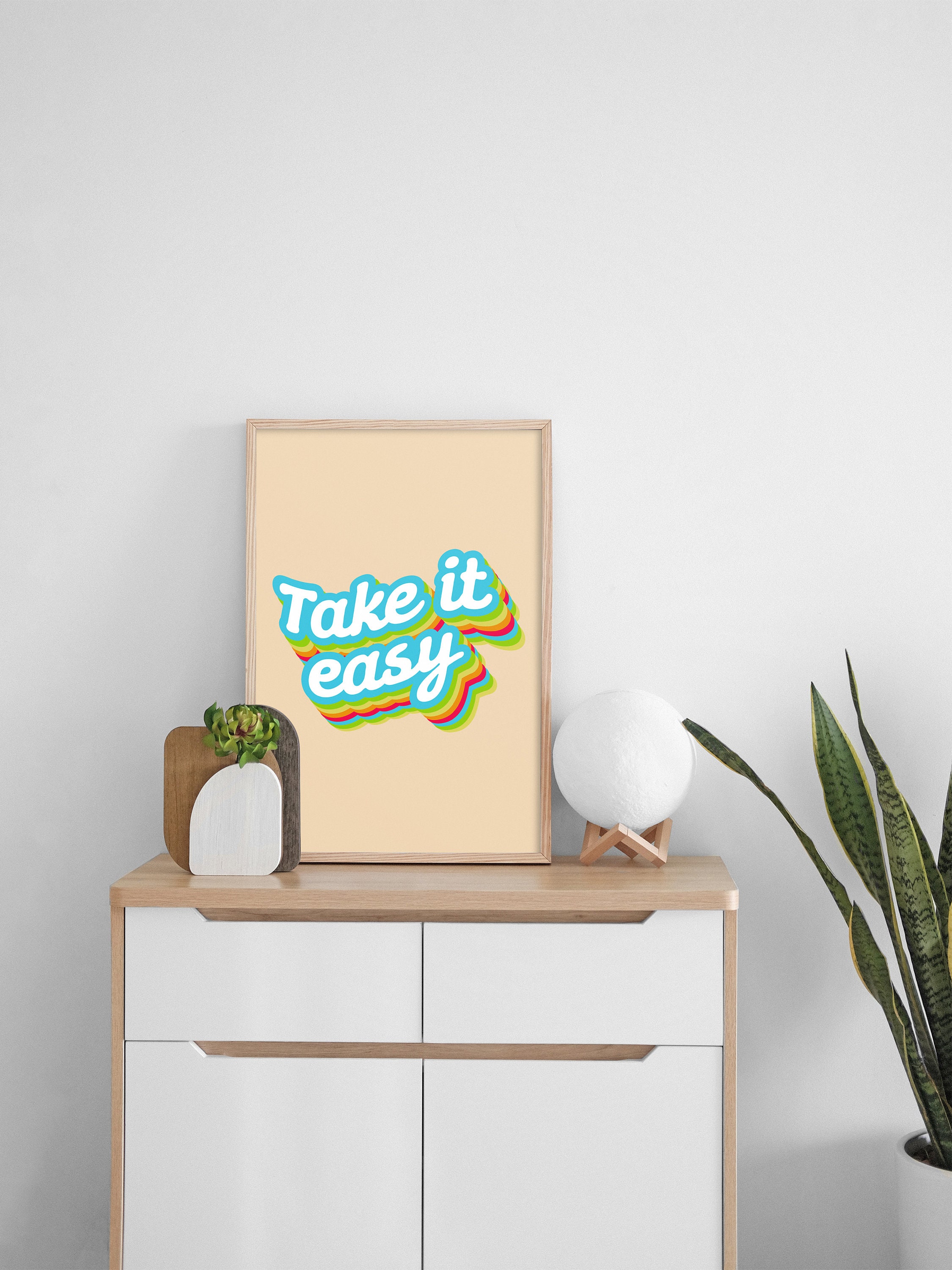 Take It Easy Print Bunte Wanddekoration / Retro / Sprüche / Etsy