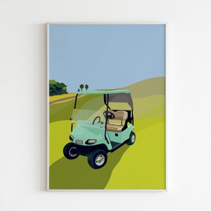 DIGITAL PRINT - Golf Buggy Illustration Art Print /  Drawing / Golf Course / Golfer Aesthetic