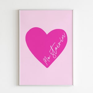DRUK CYFROWY Mo Stoirín - My Little Darling Love Heart Pink Irish Language Wall Art Decor Kochający cytat Prezent dla dzieci/pokoju dziecięcego