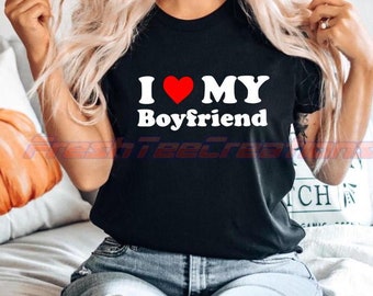 Camiseta "Amo a mi novio", regalo de corazón rojo, broma, regalo de cumpleaños, camiseta para el día de San Valentín, regalo para parejas, moda para niñas, nuevos colores