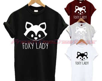 Foxy lady camiseta de gran tamaño perder ajuste moda regalo divertido amante de los animales zorro regalo presente unisex nuevo