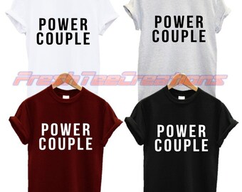 Power pareja camiseta amor matrimonio corazones esposa esposa marido marido regalo regalo regalo día de la boda feliz amigable difundir unísix