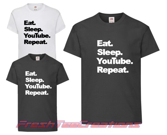 Eat T Shirt Funny Youtuber Children's Kids Tee Top Repeat Sleep Youtube 