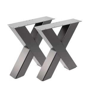 Set of 2 X - Bench Frame X-Shape Bench Leg Seat Loft Industry Factory Design black Black Bench Bench Frame