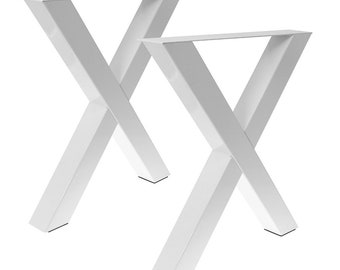 X-Table leg Set of 2 Frame Dining table runners Loft Steel Metal Cross frame X Table legs Table frame White