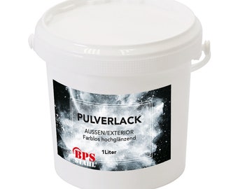 Pulverlack/Pulverbeschichtung 1 Liter Eimer (Klar hochglänzend)