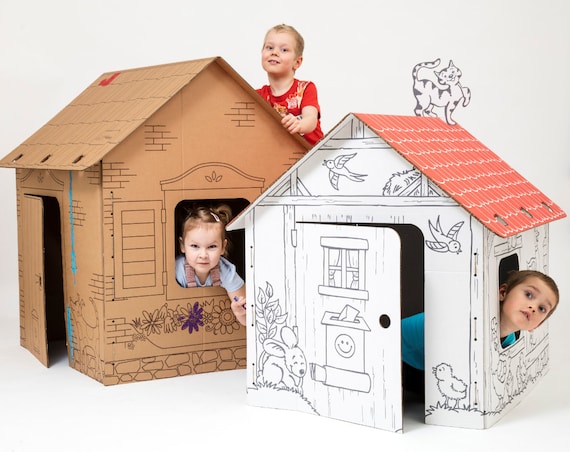 Chateau a peindre colorier carton ecologique jouet enfant maison