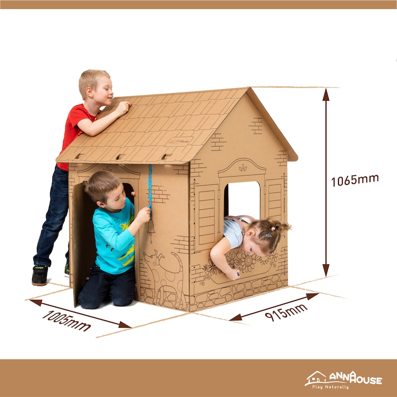Cardboard Playhouse Brown DIY Toy 3 Eco friendly Playhouse Gifts cardboard-playhouse-brown-diy-toy-3-eco-friendly-playhouse-gifts
