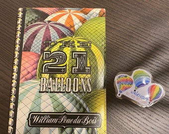 The 21 Balloons - William Pene du Bois - Book Club Edition - Hardcover with Dust Jacket - Secondhand Book and Bookmark Gift Set!