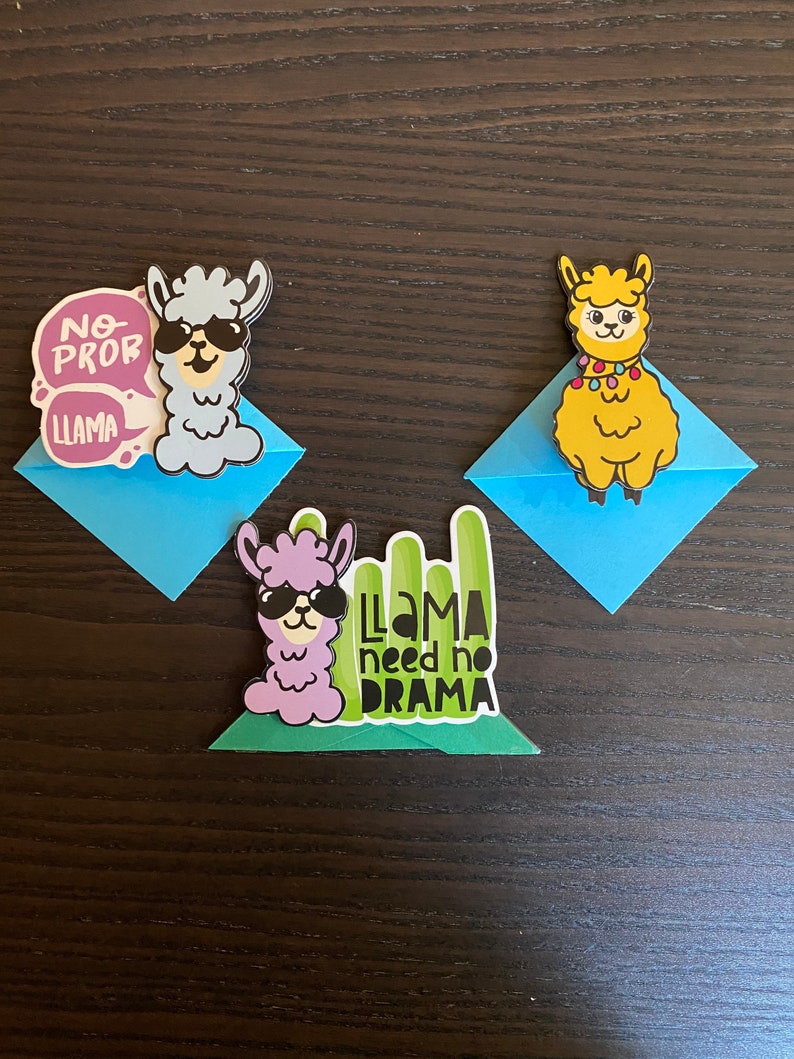 Origami Bookmarks With Adorable Llama Theme - Set of 3 - Etsy