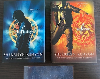 2 Books - Chronicles of Nick - Books 1 and 4 - Infinity and Inferno - Sherrilyn Kenyon - Secondhand First Edition Hardcover Books w/Bookmark