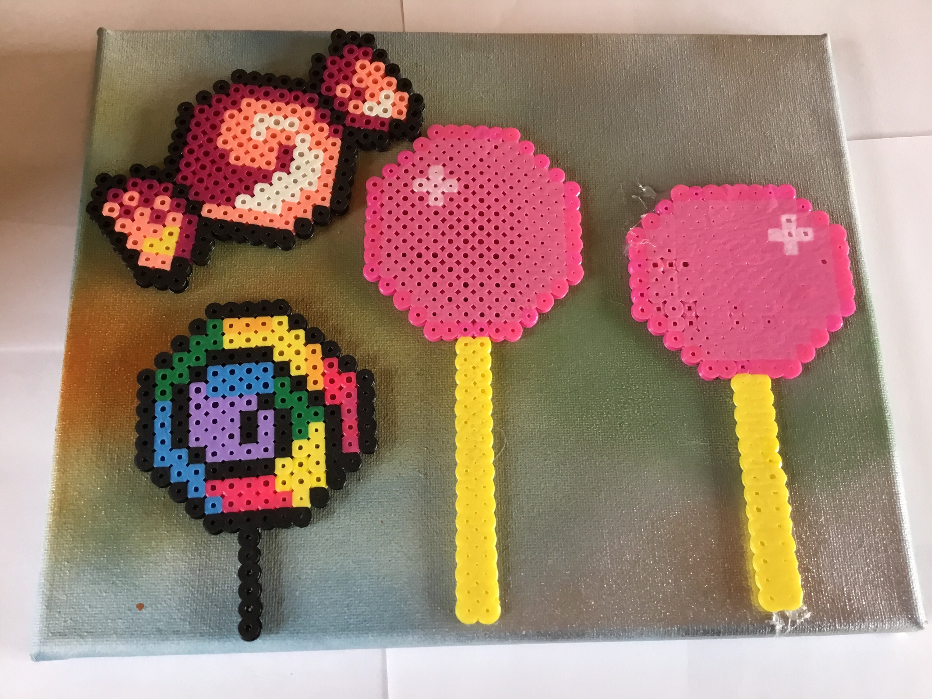 Candy World Perler Beads on Canvas Etsy