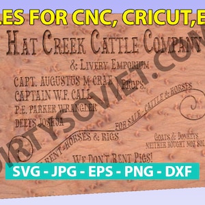 Hat Creek Cattle Company SVG, Vintage Ranch oder Bauernhaus Zeichen, Wandschild DXF Direkter Download Datei Digital