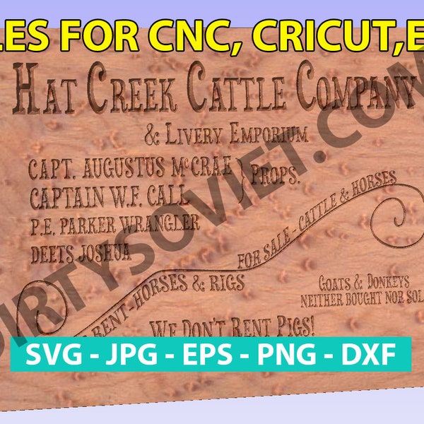 Hat Creek Cattle Company SVG, Vintage Ranch or Farmhouse Sign, Wall Sign DXF Direct Download File Digital