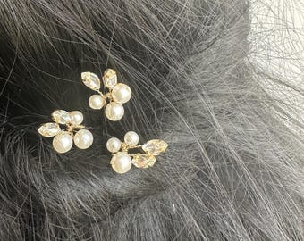 Pearl Wedding Hair Pins Bridal Hair Clip Comb Gold Pearl Headpiece Wedding Hair Piece Bridesmaid Hair
