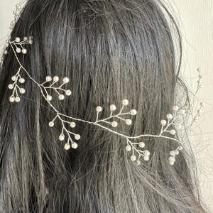 Baby&#39;s Breath pearl vine Bridal hair prom Wedding piece Hair Accessory Bridal Hair piece Silver Wedding Hair twig piece accessory