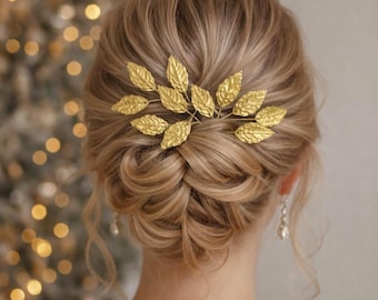 Bridal Leaf Hair pins Gold Silver Hairpiece Wedding Hair comb Bridal Headpiece Gold Hair Vine Leaf Hair Clips