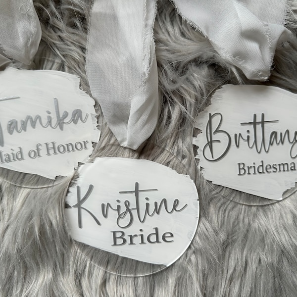 Acrylic Bridal Wedding Hanger Tags with Titles Bridal Party Tags Groomsmen Tags