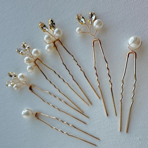 Pearl Hair Pins Bridal Wedding Hair Comb Crystal Pearl Hair Pins Gold Pearl Hair Clip Bridesmaid Hair Jewelry