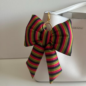 Puffy Bow Purse Keychain Charm for Bag Cute Trendy Fabric Bow Charm Handbag Bridal Gift Filler Charm for Bag Car Key Ring Christmas Gift