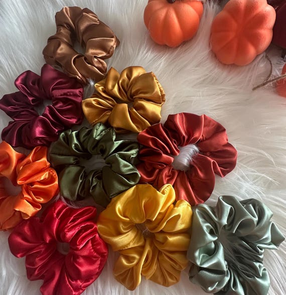 Silk Satin scrunchies gift for her Hair Tie Bride Accessories handmade Ponytail scrunchie bridesmaid proposal holiday