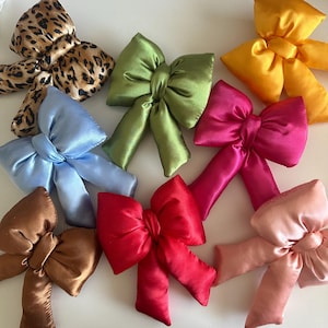 Satin Puffy Fluffy Bow Bag Charms Coquette Keychains Purse Charm Puffy Bow Keychains