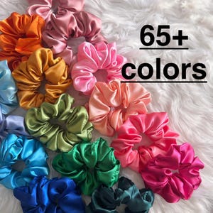 Satin Silk Scrunchie for Women Large Soft Hair Tie Bridesmaid Gift Idea Blue Satin Ponytail Holder Handmade Hair Accessory Wedding Favor image 1