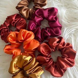 Terracotta Bridesmaid Scrunchies Wedding Burnt Orange Bridesmaid Proposal Box Asking Bridesmaid Gift Rust Satin Hair Ties Burnt Orange Rust