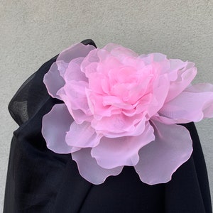 Pink oversized flower brooch Extra large floral pin pastel pink