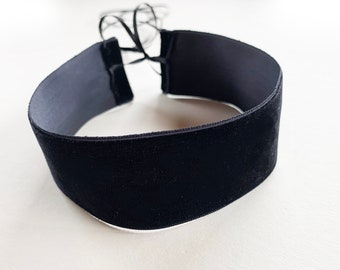 Coquette velvet choker Black wide ribbon choker