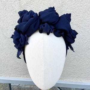 Dark blue roses fascinator Flower headband Kentucky Derby hat Wedding headpiece Hatinator navy blue
