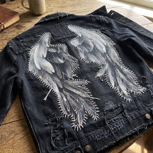 Parche trasero con alas de ángel, ropa Whimsigoth, parche punk, aplique termoadhesivo/para coser pintado a mano