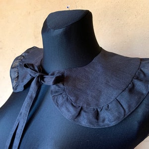 Black removable fake collar Peter Pan collar Ruffle linen Corporate Goth collar