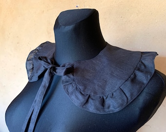 Black removable fake collar Peter Pan collar Ruffle linen Corporate Goth collar